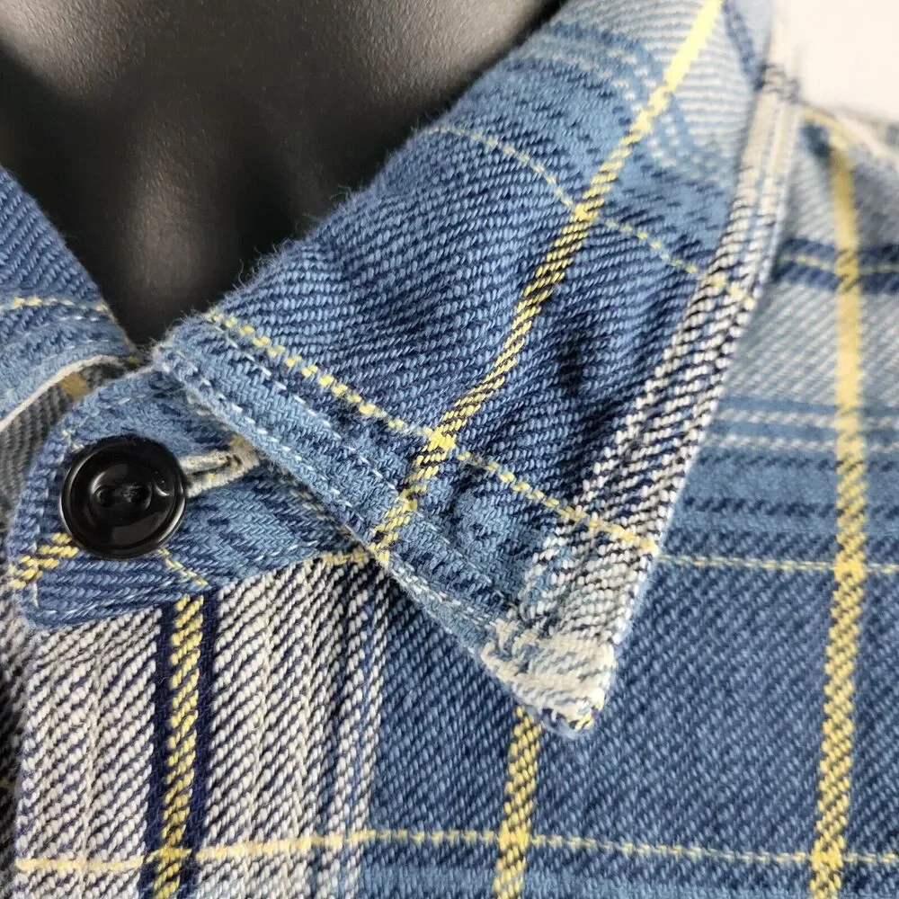 J.Crew mens flannel long sleeve‎ button down shirt plaid blue M 1933